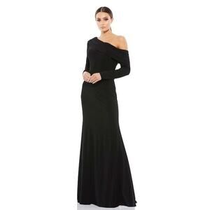 IEENA For Mac Duggal Column Gown Drop Shoulder Long Sleeves Black Size 4 NWT